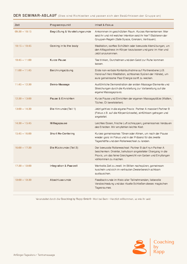 Tantra Einführungskurs für Paare (Sonntag, 18.10.2026)
